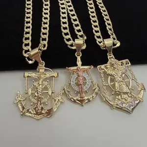 Jesus Anchor Necklace 14k Gold Plated Baby Jesus Elegant Jesus Anchor Necklace 14k Gold Plated Baby Jesus Elegant