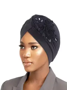 Women's Floral Pattern Knit Turban Hat, Lightweight Elastic Scarf Wrap, Turban Wraps, Suitable for Cancer Patients and Daily Wear, Comfortable Headscarf