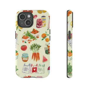 Farmers Market Tough Phone Case, Collage Iphone Cell Case  17 16 15 14 13 12 11 Xs 8 7 Plus, Fruit Vegetable Case, Vegetarian Gift