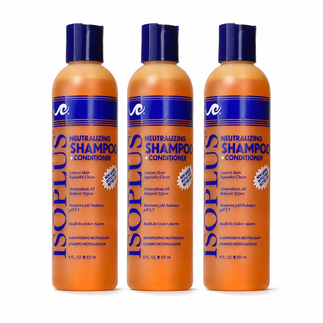 Isoplus Neutralizing Shampoo + Conditioner Post-Relaxer Hair Care (Pack of 3, 8 oz/237ml Each) - Neutralizes All Relaxer Types, Built-In Color Alarm Prevents Over-Processing, Restores pH 5.5 Balance, Gentle Cleansing