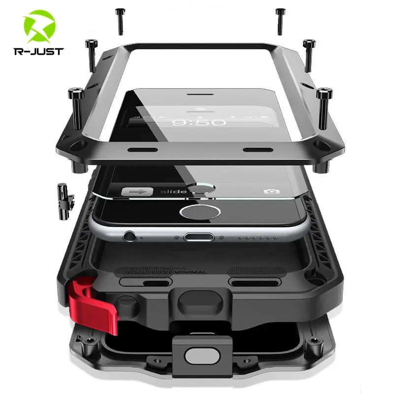 Heavy Duty Protection Doom armor Metal Aluminum phone Case for iPhone 6 6S 7 8 Plus X 4 4S 5S SE 5C Shockproof Dustproof Cover Accessories Camouflage Durable Cellphone