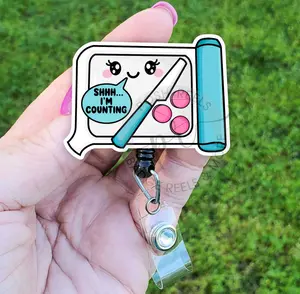 Pharmacy Tech Shhh I'm Counting Acrylic Retractable Badge Reel, L&D NICU Badge Reel
