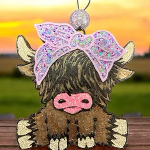 Highland Cow Car Freshie | Western Cow Car Air Freshener | Handmade Aroma Bead Freshie