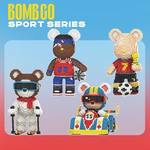 【BOMBGO】Sports Bear Building Block,Thunderclap Large Bear,Bear Toys,Birthday Gift,Christmas Gift,Educational Building Blocks,Trend Decoration,Cool Gifts,Brick,Family Bonding BlackFriday Christmas
