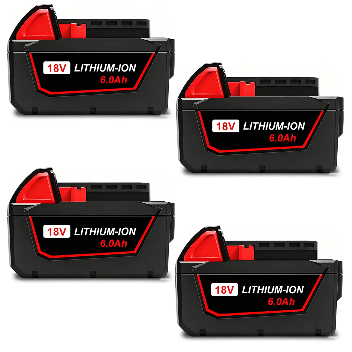 4Packs 18V 6.0Ah Replacement Battery for Milwaukee M-18 48-11-1865 48-11-1850 Cordless Tools Compatible Lithium-ion 8000mAh m-18