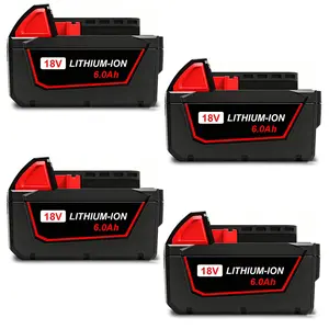 4Packs 18V 6.0Ah Replacement Battery for Milwaukee M-18 48-11-1865 48-11-1850 Cordless Tools Compatible Lithium-ion 8000mAh m-18