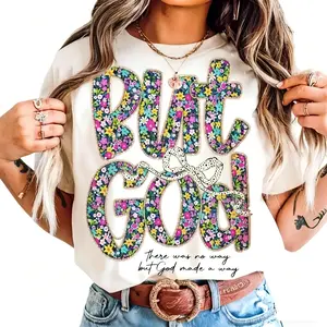 Women's Christian Cotton Floral Short-Sleeve T-Shirt - Seamless, Casual Fit Fabric, Religious Jesus Apparel, Gift for Her, Summer Comfort Top PLK0069