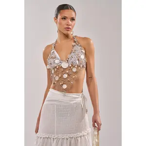SALLY SELLS SEASHELLS CROCHET HALTER TOP