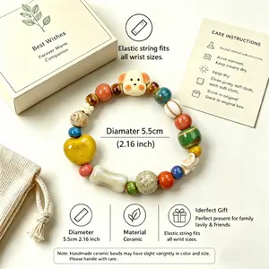 Handmade Ceramic Beaded Bracelet, Cute Animal & Star Charm, Waterproof & Fadeless, Stackable Fashion Jewelry for Women Girls, Perfect Gift