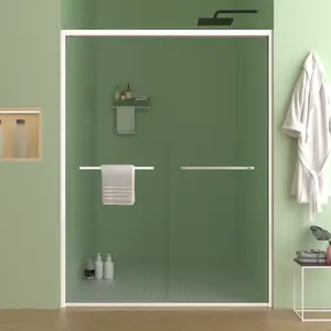 56-60"x70" Aluminum Frame Double Sliding Shower Door,Bypass Bathroom Sliding Door with Premium 5/16" (8mm) Clear Tempered Glass, Chrome Hardware Sliding Glass Shower Enclosure,Chrome Finished