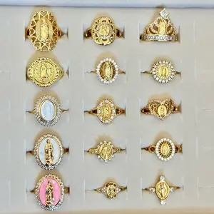 Adjustable Gold Plated Virgencita Ring for Women - Fashion Accessory perfect gift