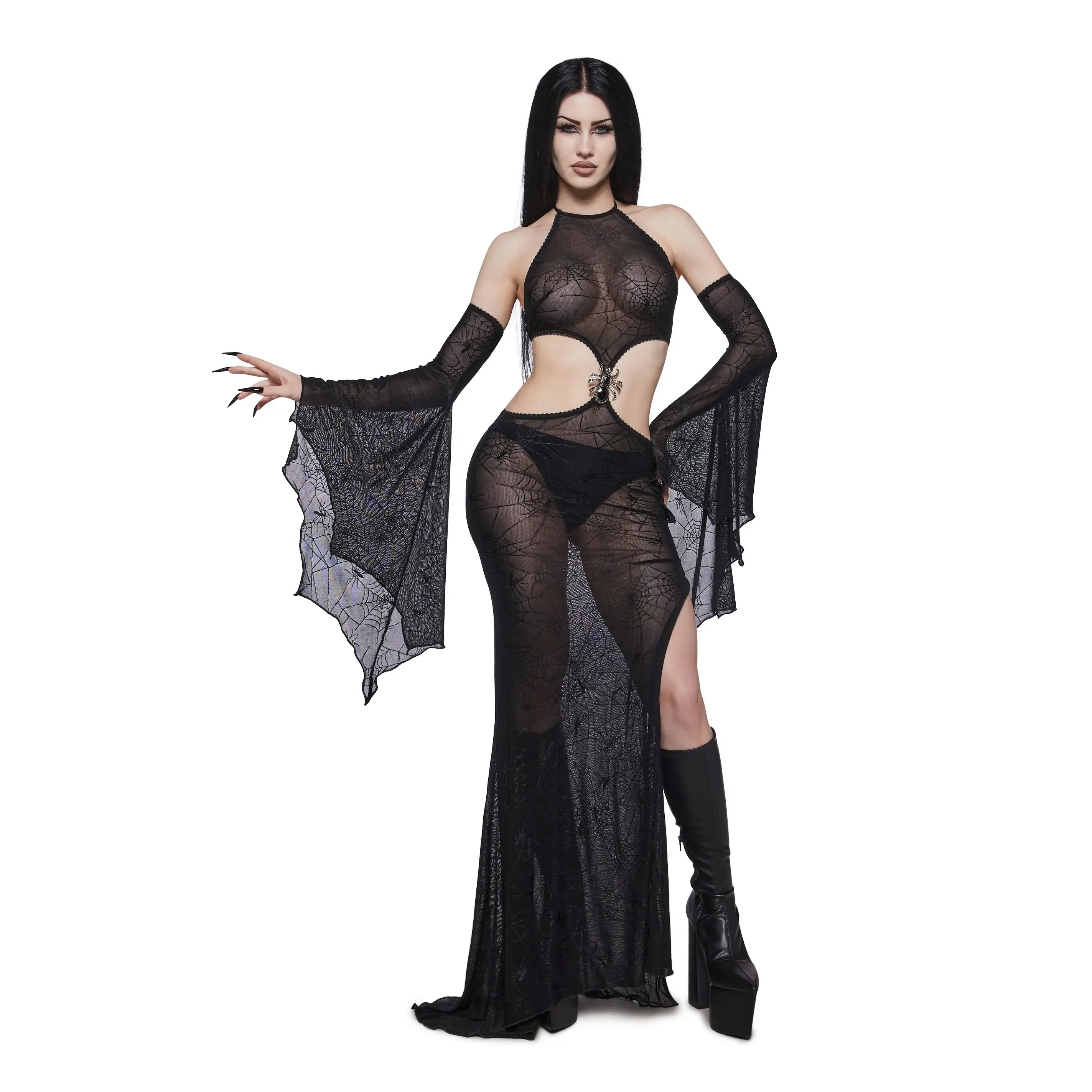 Spider Web Cut Out Maxi Dress