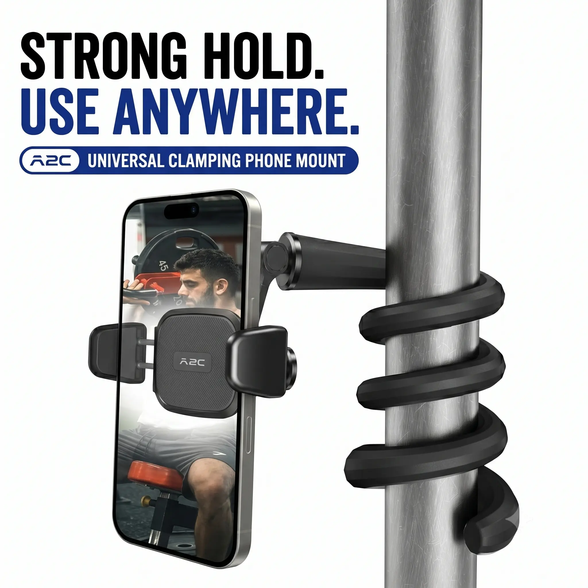 A2C Flexible Phone Holder for Treadmill, Peloton, Stroller, Shopping Cart, Desk, Gooseneck Long Arm Phone Mount for 4.7”-6.9" Smartphones, Portable Gym Accessories Phone Holder, Gift for Men Women