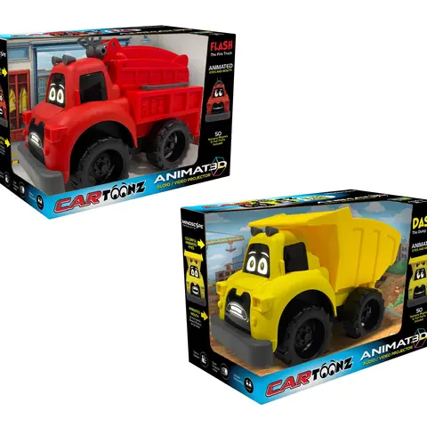 Set Of 2 CarToons Trucks with Projector Screen Faces