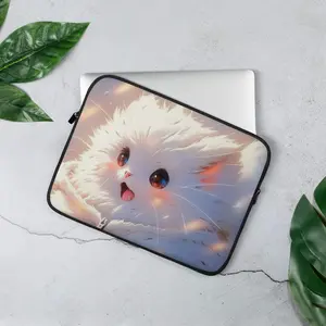 Laptop Sleeve Cute White Pet Wearing Jacket