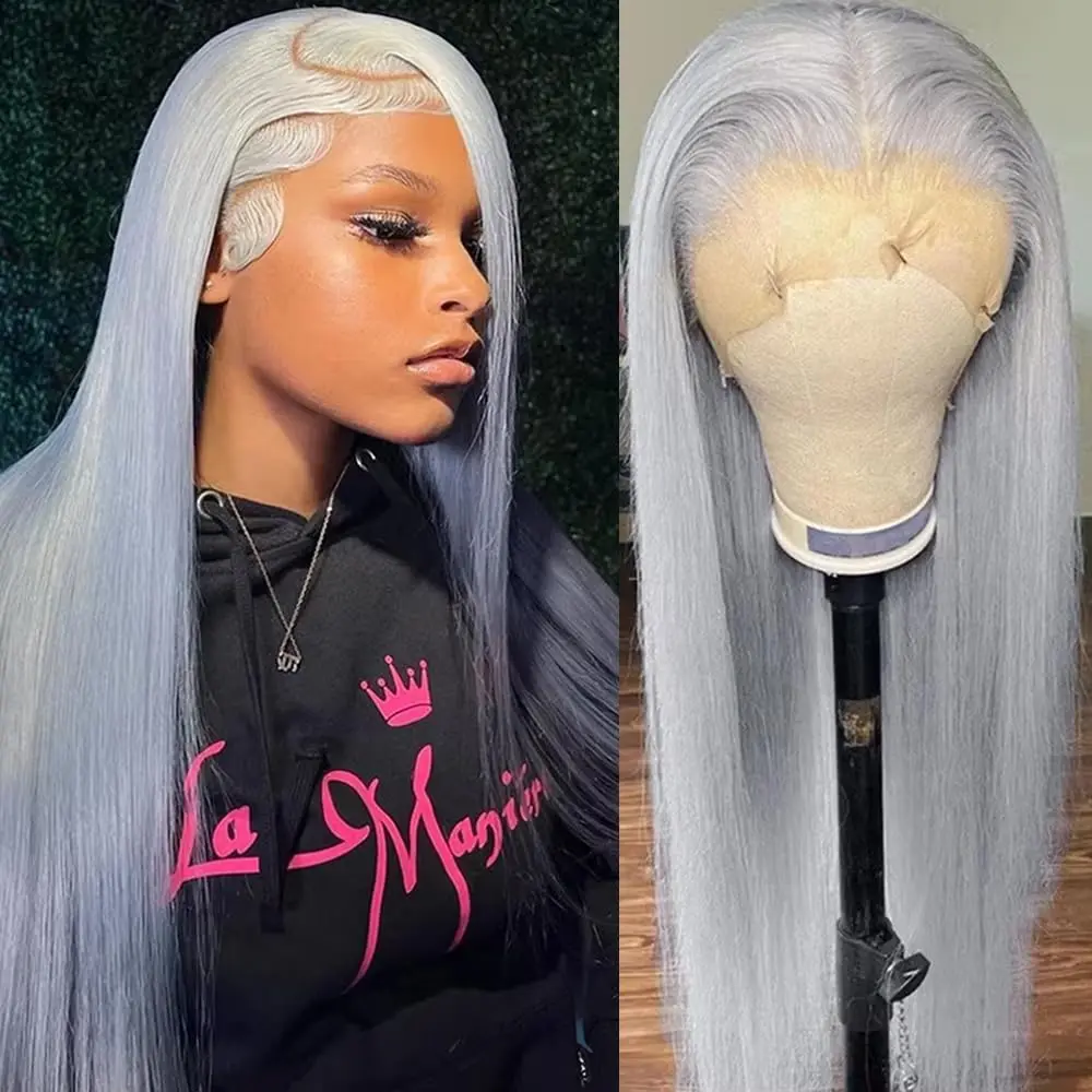 Yeswigs Wholesale Raw Vietnamese Hair 36 Inch Silver Grey Colored Bone Straight Lace Front Human Hair Wigs HD Transparent 13x4 13x6 Lace Frontal Wigs Human Hair Lace Front Wigs For Black Women Pre Plucked Lace Closure Wig Lace Hairline Glueless Wig