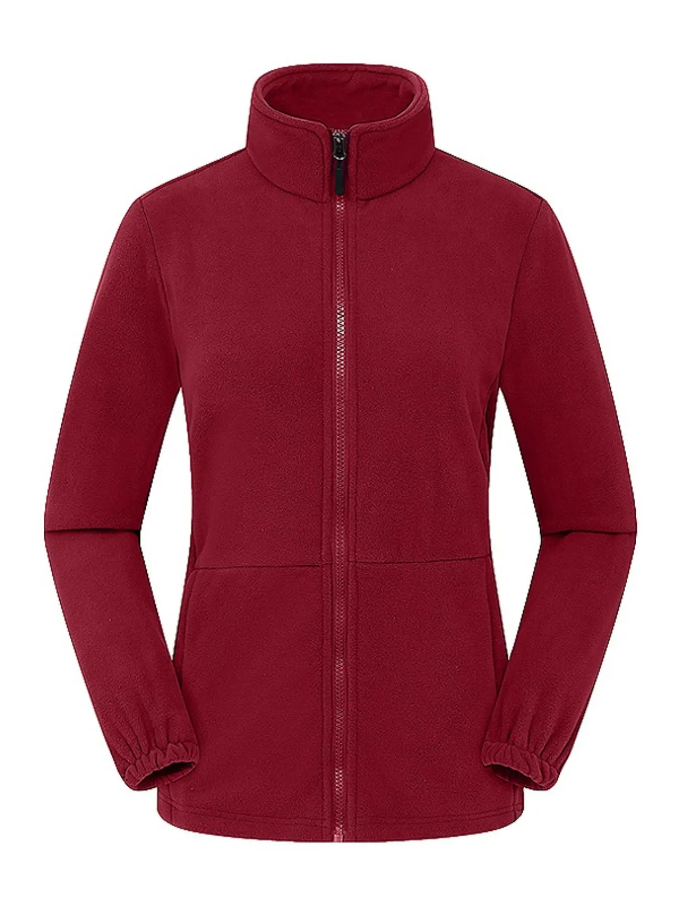 Women's Solid Color Polar Flee Zip Up Jacket, Casual Long Sleeve Windproof Warm Outerwear for Skiing, Women's Sportswear for Fall & Winter, Athletic Jackets, Zippered Jacket, Outdoor Zipper Jacket