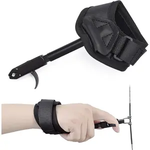Adjustable Archery Compound Bow Release Aid with Foldback Design- Black Wrist Strap Trigger Caliper for Right Left Hand