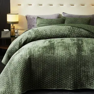 POWDION Velvet Quilt , Luxurious Soft Coverlet Set Lightweight Velvet Comforter for All Season，Deals For You Days