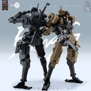2-Pack Tactical Mecha Model Kit, Cyberpunk Robot Action Figure, 4.41 Inch Modular Soldier, 3mm Universal Upgrade Interface, DIY Sci-Fi Military Weapon Accessories