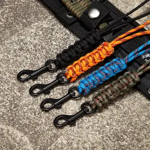 Paracord Metal Hook Keychain Men Women Outdoor Rock Climbing Emergency Lanyard Wrist Strap for Camera ID Pass Card Holder