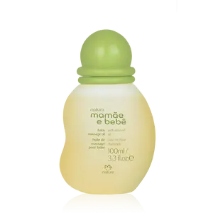 Natura Mamãe e Bebê Baby Massage Oil, Lightweight Vegan Formula, Hydrates & Softens Baby's Sensitive Skin, 3.3 fl oz
