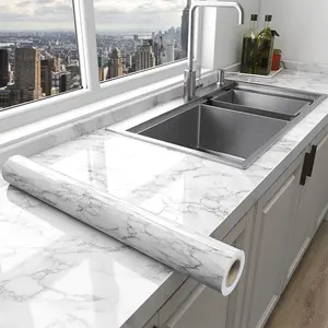 Marble Pattern Self Adhesive Wallpaper, Waterproof Oil Proof Wall Sticker, Removable Wall Decal for Home Living Room Decor, Marble Backsplash Wallpaper