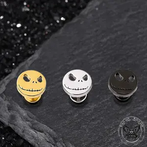GTHIC Stitched Smile Skull Stainless Steel Stud Earrings for Men and Women Punk Fashion Accessories Daily Wear
