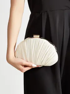 Champagne Color Shiny Box Clutch Evening Bag, High-End Fashion Party Bag, Handbag, Chain Crossbody, Perfect for New Year, Graduation Dance