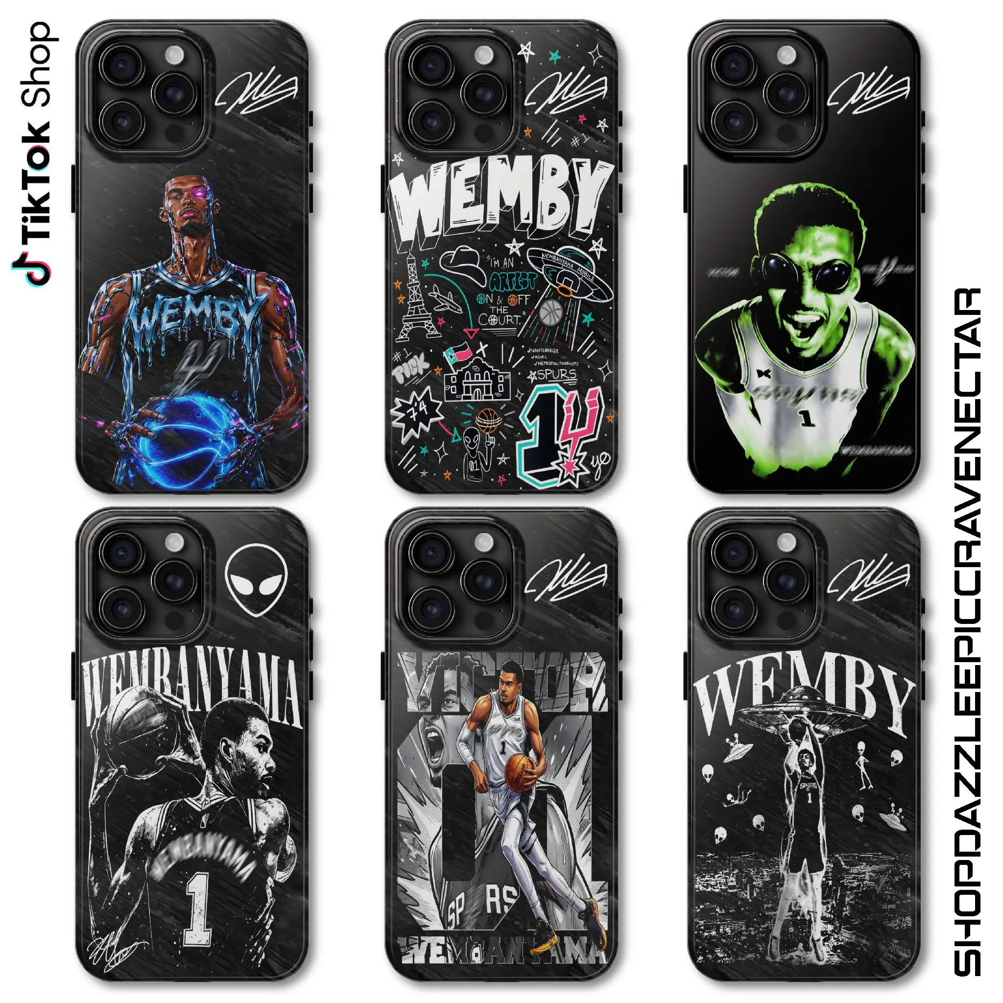 Go Spurs Go Victor Signature Phone Cover, Wemby The Alien Phone Cover, 2026 Basketball Playoffs 17 Air Pro Max