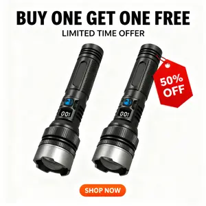 Buy One Get One Free: 2-In-1 Power Bank Flashlight, USB Rechargeable, Zoom Supported, Portable Design, Ideal for Camping, Fishing, Emergency Use