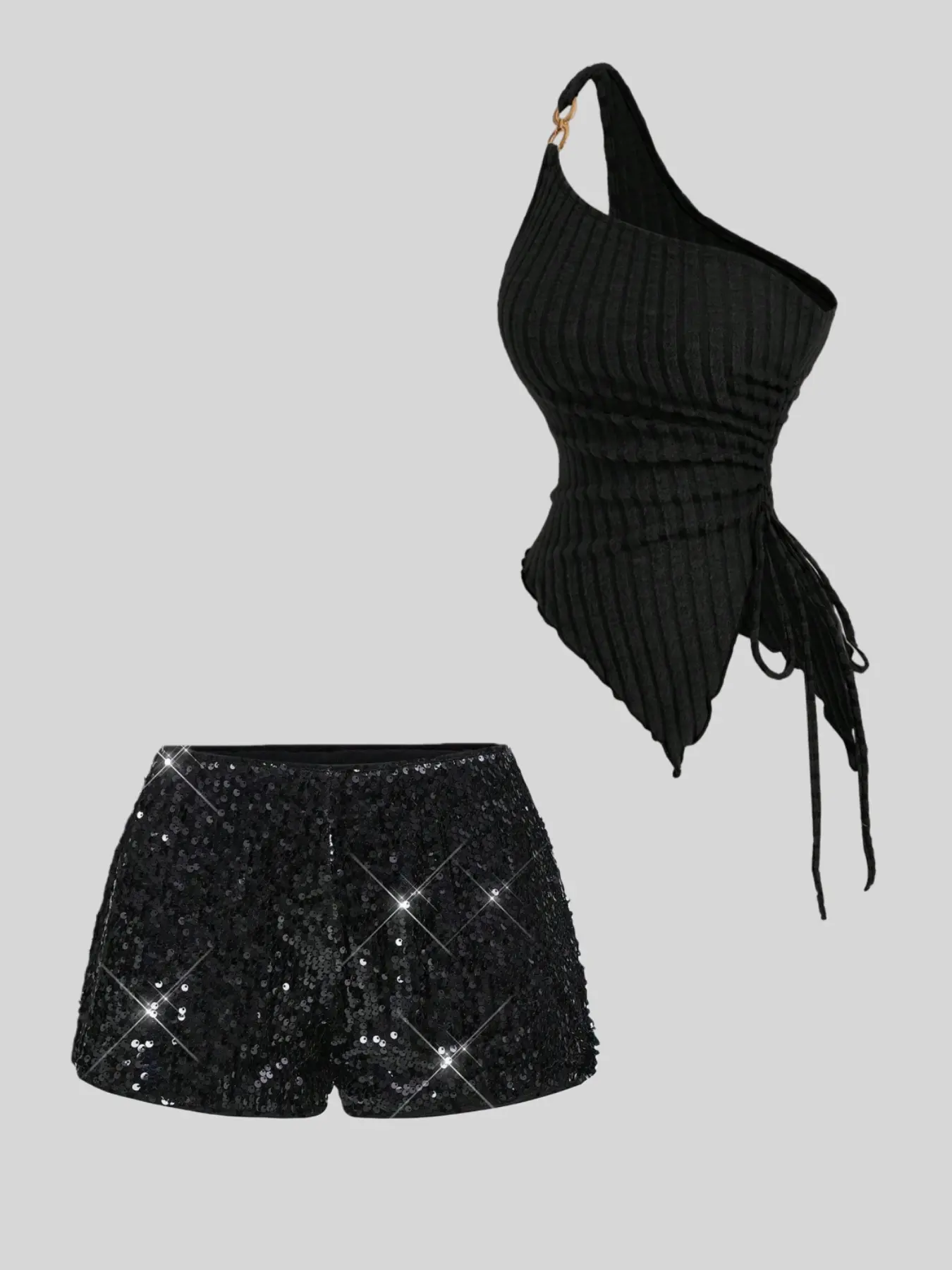 Classic sexy sleeveless sequined party shorts set for women Womenswear