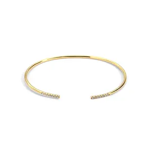 Minimalist Open Zircon Bracelet Gold Plated Diamond Inlaid Adjustable for Women Luxury Temperament Daily Wear Gift Jewelry