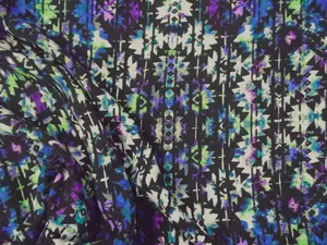 Fabric Challis Rayon Apparel Aztec Purple Green Blue Black E50