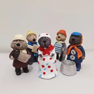 1pc, 4pcs and 5pcs Christmas Decorations - Art Doll Statues, Resin Otter Muppet Emmett Band Mini Doll Resin Animal Decorations Mouse Ornaments, Mini Home Decorations Gifts