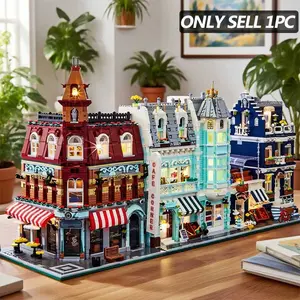 MOC European Building Mini Block Coffee Shop and Grocery Store Toy Set, Building Block Sets, Creative Building Blocks, Construction Blocks for Kids, Christmas and Birthday Gifts