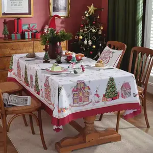 Christmas Waterproof Polyester Tablecloth - Festive Dining Decoration 150x180 cm Stain Resistant Versatile for Indoor & Outdoor Use Elegant Holiday Ornaments