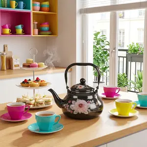 Bright Pear Shape Kettle Gold Handle Cold Water Kettle Hot Tea Kettle Induction Cooktop Gas Stove Heating Home Afternoon Tea Party Restaurant Suitable for 1-5 People Multiple Capacities Available