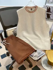 Men's Houndstooth Colorblock Round Neck Tank Top and Shorts Set, Summer Casual Sportswear Two-Piece, Casual Athletic Wear, Athleisure Outfit, Comfortable and Stylish