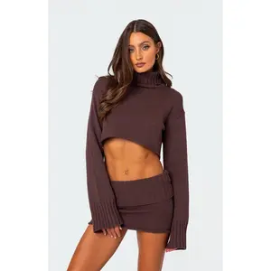 Edikted Women's Gino Cropped Turtle Neck Sweater