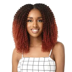Outre Human Hair Blend Clip on Weave Premium Purple Pack Big Beautiful Hair Clip-In 4A Kinky Curl 10" 9Pcs