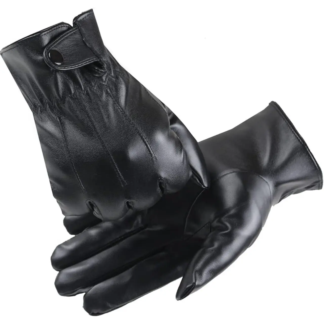 Winter Driving Leather Gloves for Men – Thermal Warm PU Faux Leather Touchscreen Gloves