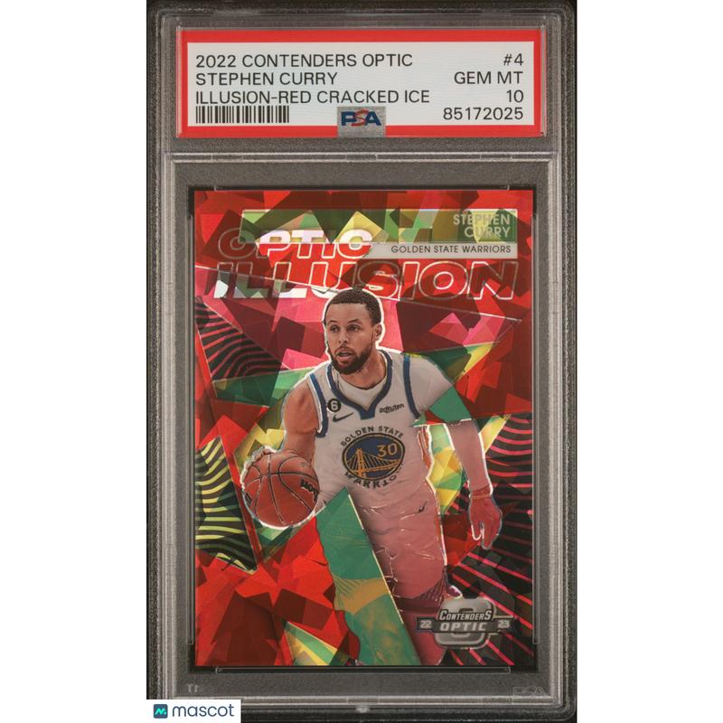 Stephen Curry PSA 2022 Panini Contenders Optic Illusion Red Cracked Ice 10