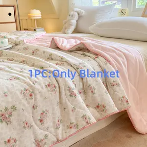 1pc Pure Cotton Milk Wool Blanket, Cozy Throw Blanket, Dual Layer Mesh Structure, Breathable Moisture-Wicking, Soft Skin-Friendly, Suitable for Sensitive Skin