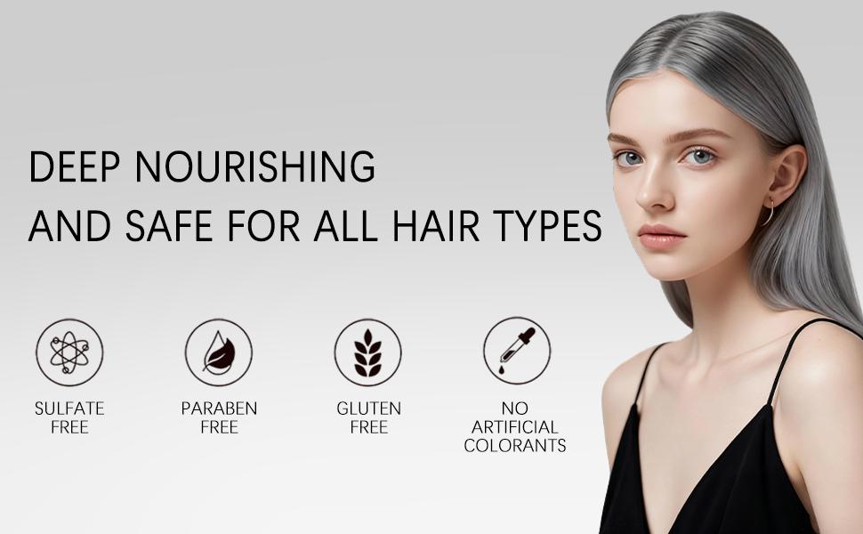 Silver Hair Dye, Natural Gray Hair Color Cream, Professional Hair Coloring Treatment, Instant Silver Gray, Unisex Silver Hair Color for for All Hair Types,Light Grey Silver, Long-Lasting