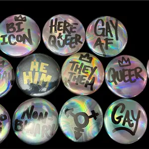 Metal Pride Pins 3" - All Types & Custom Available Bi Icon Here Queer Gay Af He Him They Them Non-Binary Gay Pins