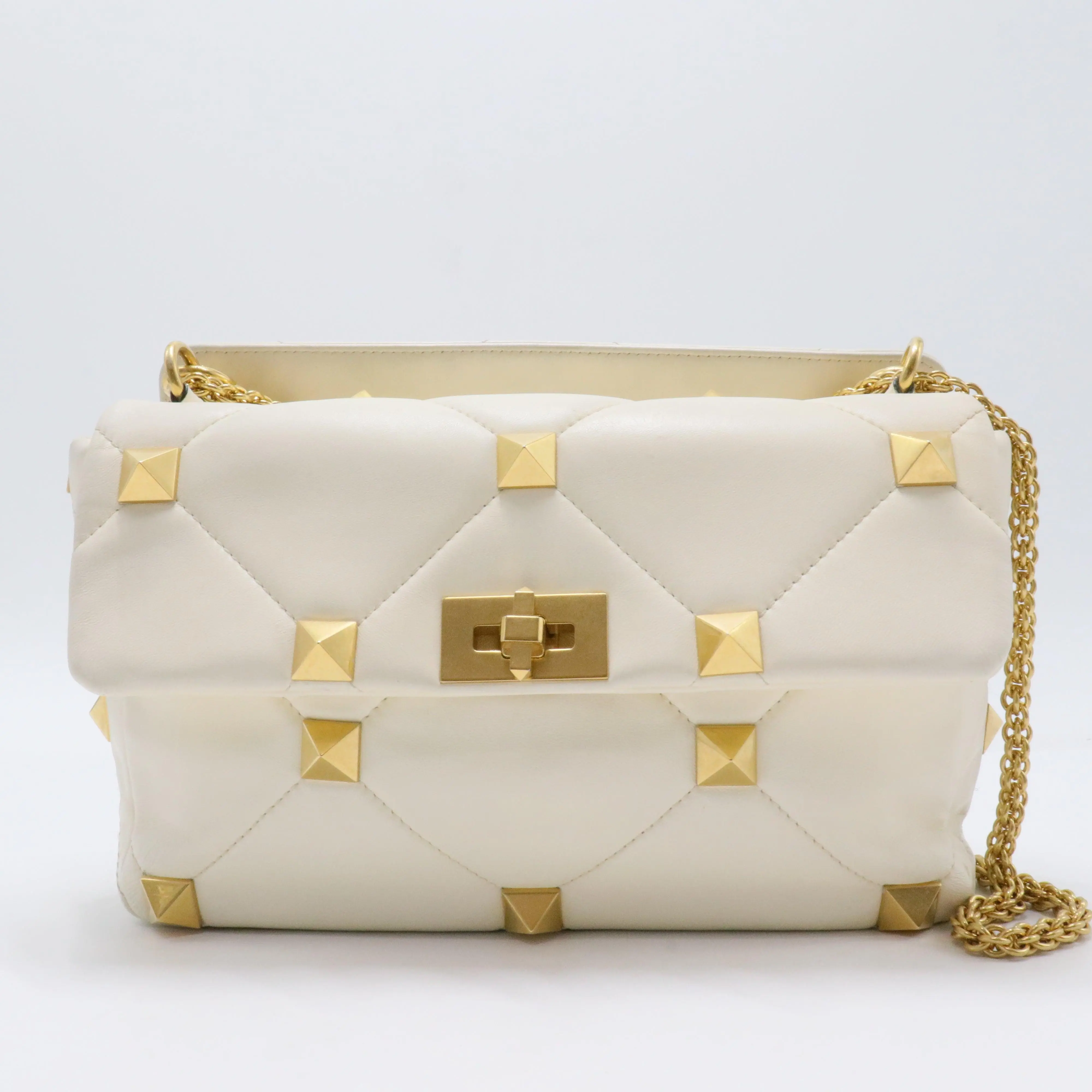 Pre-owned Valentino leather Crossbody Bags Roman Stud Flap Bag Quilted Large B6980