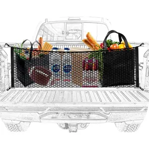 Cargo Net Organizer with Elastic Mesh & Hooks - Grocery Holder for Truck Beds
