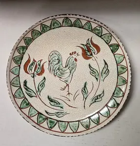 Rooster Redware Plate