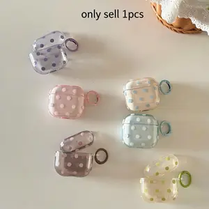 Fashionable Women's Earphone Case for Apple AirPods Pro 2/pro/4/3/2, Simple Design, Half-Transparent Polka Dot Ring Cover, Headphone Storage, Audio